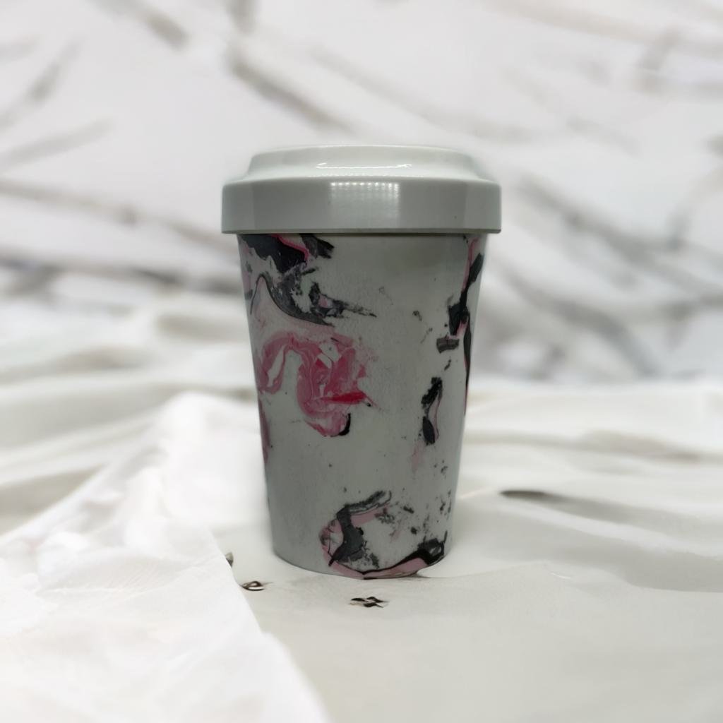Thermos Coffee Travel Mug Spill Proof with Lid (Marble)