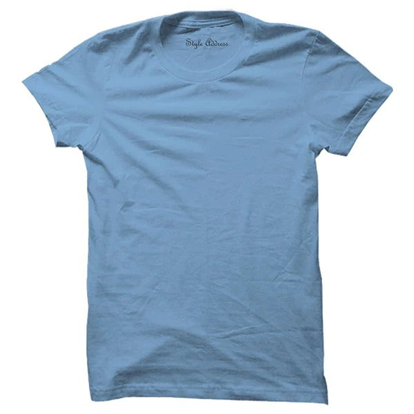 Unisex Sky Blue Plain T-shirt