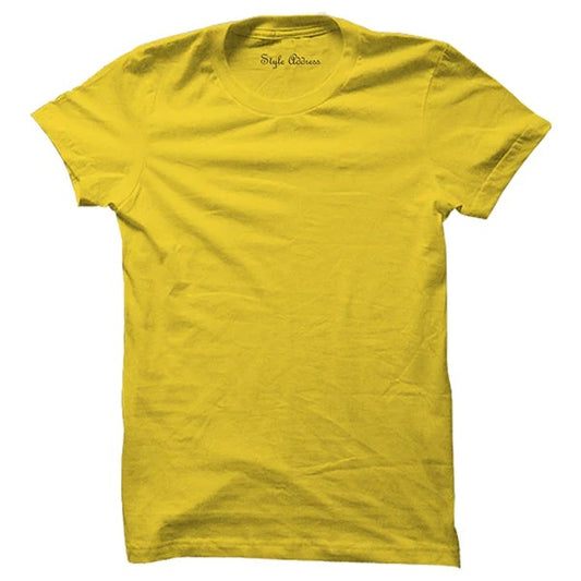 Unisex Yellow Plain T-shirt